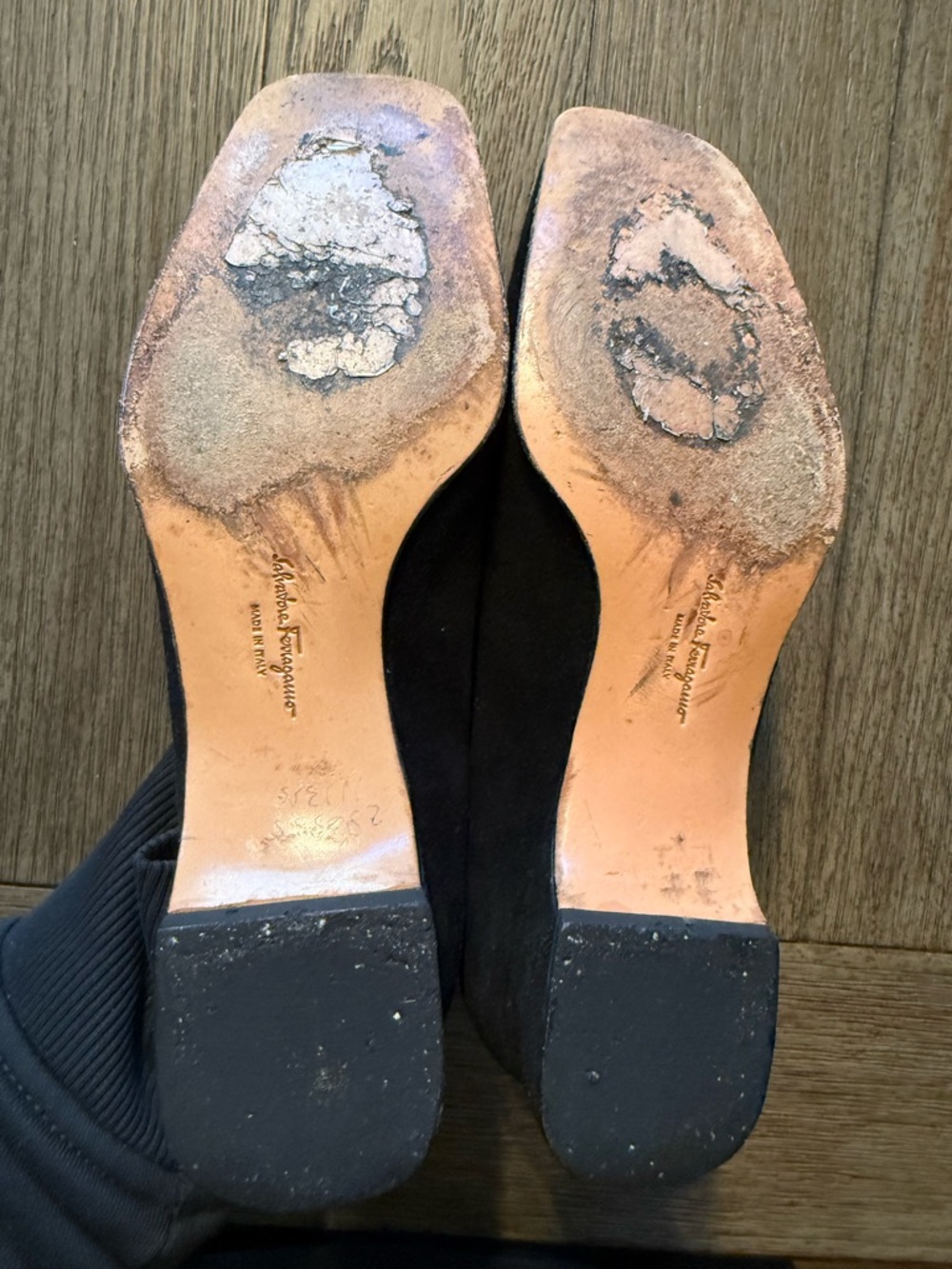 Salvatore Ferragamo black tassel suede heeled loafers - Picture 6 of 7